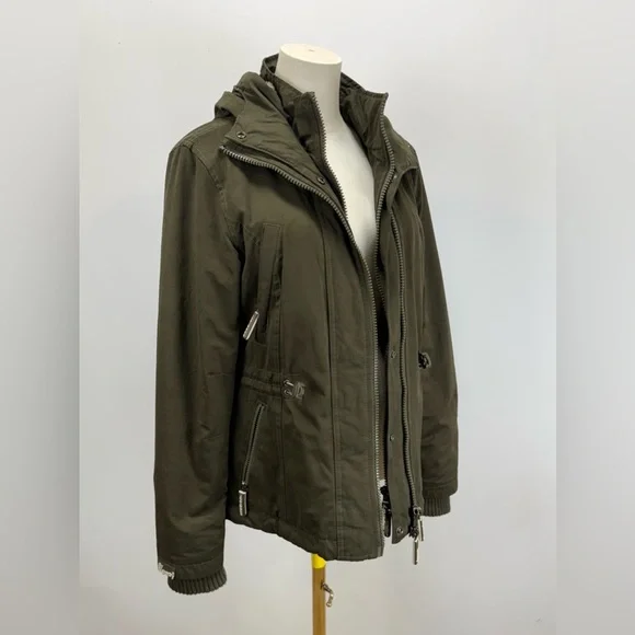 SUPERDRY Olive green hooded sherpa lined parka Jacket size M - Picture 8 of 13